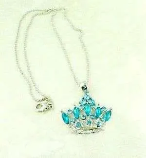 Navette Rhinestone Crown Beauty Pageant Bridal Tiara Pendant Necklace