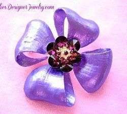 Vintage Rhinestone Amethyst Lavender Purple Flower Pin Brooch Flowers