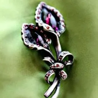 Vintage Purple Amethyst Marquise Rhinestone Flower Bow Pin Brooch Flowers Jewelry