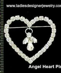 Vintage Angel Heart Ladies Designer Fashion Pin Brooch Jewelry Pins