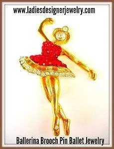Ballerina Ballet Dancer Ruby Red Rhinestone Brooch Pin Jewelry Pins