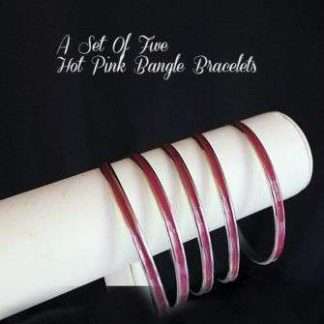 Vintage Hot Pink Enamel Bangle Bracelets Set Of 5 Thin Bracelet Jewelry Set Woman's
