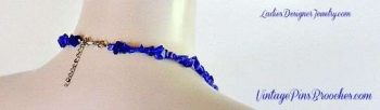 Vintage Blue Lapis Lazuli Semi Precious Graduated Chip Stone Necklace, Ladies Designer Jewelry Necklaces