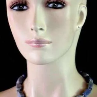 Vintage Blue Lapis Lazuli Semi Precious Stone Chunk Bead Necklace, Ladies Designer Jewelry Necklaces