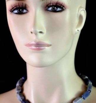 Vintage Blue Lapis Lazuli Semi Precious Stone Chunk Bead Necklace, Ladies Designer Jewelry Necklaces