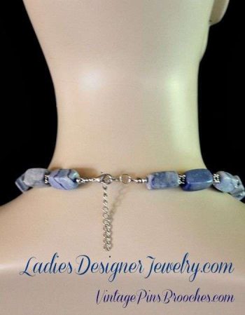 Vintage Blue Lapis Lazuli Semi Precious Stone Chunk Bead Necklace, Ladies Designer Jewelry Necklaces