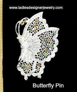 Vintage Rhinestone Crystal Butterfly Brooch Pin, Women's Designer Fashion Jewelry Butterflies