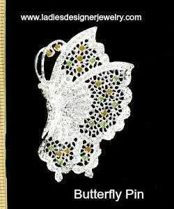 Vintage Rhinestone Crystal Butterfly Brooch Pin, Women's Designer Fashion Jewelry Butterflies