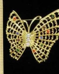 Vintage Crystal Diamond Rhinestone Filigree Butterfly Designer Pin Brooch For Women, Butterflies Insects Bugs Brooches Pins Jewelry