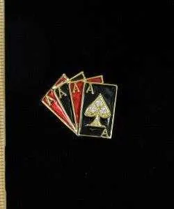 Vintage 5 Card Stud Vegas Casino 4 Aces Poker Pin Brooch Women's Jewelry