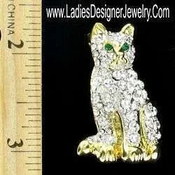 Vintage Crystal Rhinestone Cat Pin Brooch Cats Ladies Fashion Pins Brooch