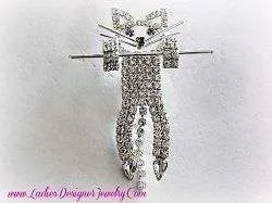Vintage Crystal Diamond Rhinestone Cat Tac Pin Brooch Cats Ladies Fashion Pins Brooches