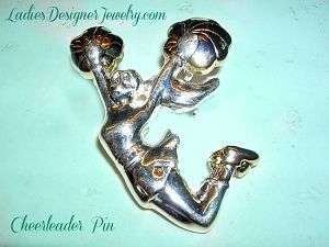 Vintage Jumping Cheerleader Brooch Pin Pendant Jewelry
