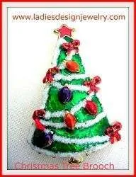 Vintage Hand Painted Green Red Blue Enamel Christmas Tree Brooch Dress Pin Brooch Pendant