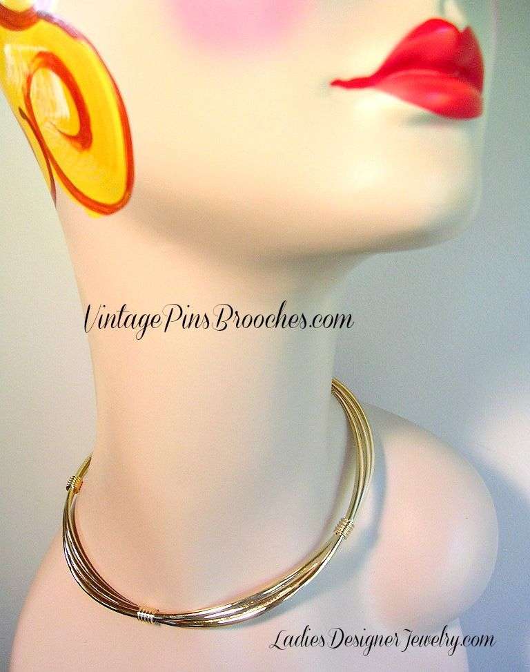Vintage Three Tier Collar Choker Necklace, Ladies Designer Fashion Necklaces Jewelry