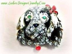 Vintage Black Cocker Spaniel Dog Rhinestone Pin Brooch Canine Animal Pins Cockers