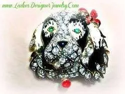 Vintage Black Cocker Spaniel Dog Rhinestone Pin Brooch Canine Animal Pins Cockers
