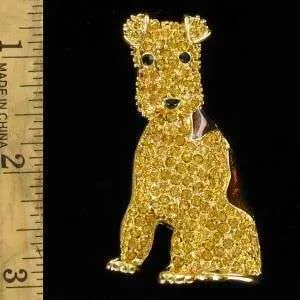 Vintage Airedale Bingley Waterside Terrier Dog Enamel Rhinestone Pin Brooch Pins Jewelry