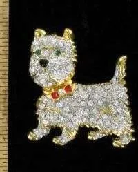 Vintage Scottish Terrier Rhinestone Pin Animal Brooch Jewelry Pins Canine Dogs