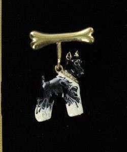 Vintage Schnauzer Dog Bone Rhinestone Pin Animal Brooch Jewelry Pins Canine Dogs