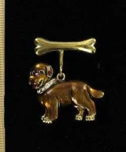 Golden Retriever Dog Bone Rhinestone Pin Animal Jewelry Pins Canine