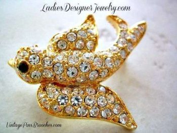 Vintage GoldPlate Dove Pin Brooch, Ladies Women's Designer Bird Animal Christian Symbol Peace Pins Brooches