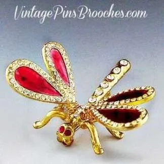 Vintage Tremble Articulated Dragonfly Pin Brooch Bug Insect Jewelry
