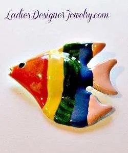 Orange Yellow Green Blue Pink Tropical Fish Enamel Pin Pendant Jewelry