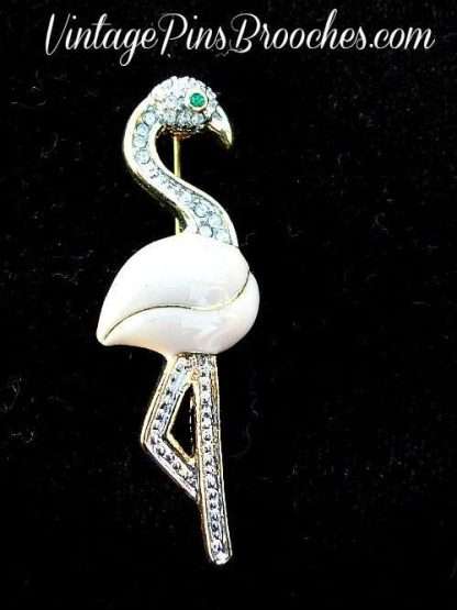 Vintage Pink Or Blue Flamingo Rhinestone Pin Brooch Women's Designer Jewelry