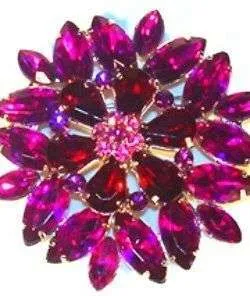Vintage Amethyst Rhinestone Flower Pin Brooch Ladies Fashion Jewelry