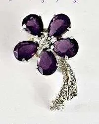 Vintage Purple Amethyst Rhinestone Flower Pin Brooch Flowers Brooches