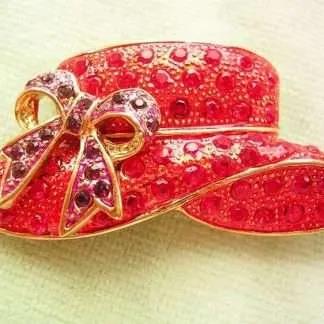 Vintage Ruby Red Purple Amethyst Gold Plate Hat Brooch Pin, Red Hat Society Designer Fashion Jewelry Pins Brooches