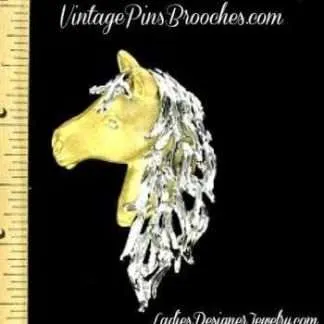Vintage Horse Head Equestrian Kentucky Derby Pin Brooch, Ladies Equine Horses Jewelry