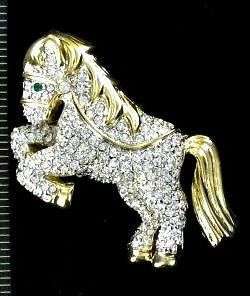 Horse Pony Equestrian Pin Rhinestone Brooch Designer Jewelry For Women