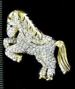 Horse Pony Equestrian Pin Rhinestone Brooch Designer Jewelry For Women