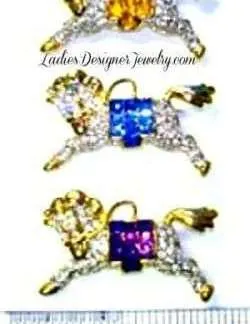 Vintage Horse With Western Saddle Pin Racing Brooch Ladies Designer Jewelry, Choose Sapphire Citrine Or Amethyst Rhinestone Brooch