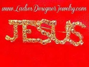 Ladies Vintage Designer Rhinestone Jesus Christian Brooch Pin Jewelry