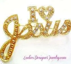 I Love Jesus Heart Crystal Rhinestone Brooch Pin Jewelry Pins