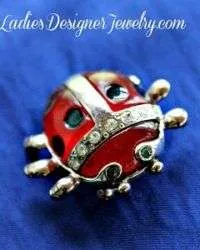 VintageLadybug Pave Crystal Rhinestones Pin Brooch Red Black Insect Bug