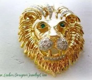 Vintage Rhinestone Diamond Emerald Cat Lion Animal Pin Brooch Lions Pins Brooch Designer Jewelry Cats