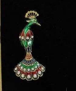 Vintage Red Blue Green Enamel Diamond Rhinestone Crystal Peacock Brooch Pin, Peacocks Ladies Designer Jewelry