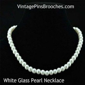 Classic White Strand Of Glass Pearls 9mm Choker Collar, Wedding Bridal Necklaces Accessories Vintage Style NEW