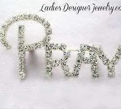 Vintage Pray Pin Brooch Rhinestone Jewelry Brooches Crystal Pins Religion