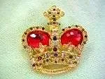 Vintage Gold Plated Ruby Red Diamond Emerald Amethyst Rhinestone Crown Brooch Pin Jewelry, Prom Princess Royal Queen Beauty Pageant Crowns Brooches