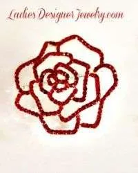 Vintage Ruby Red Garnet Rhinestone Rose Flower Pin Brooch Pins Jewelry
