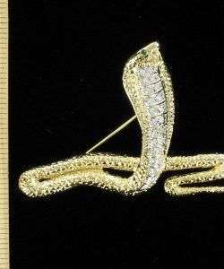 Designer Jewelry King Cobra Rhinestone Snake Brooch Pin Jewelry