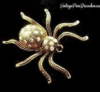 Vintage Rhinestone AB Crystal Spider Insect Bug Pin Brooch Jewelry