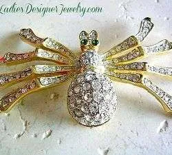 Large Vintage Spider Pin Pave Rhinestone Brooch Jewelry Spiders