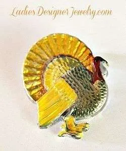 Turkey Pin Pendant Combo Gold Yellow Orange Brown Pendants Jewelry