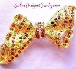 Vintage Olivine Amethyst Rhinestone Bow Pin Brooch Art Nouveau Brooch